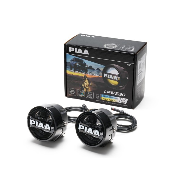 PIAA LPW530 prídavné biele/žlté (prepínateľné) diaľkové okrúhle LED svetlomety s priemerom 89 mm / 3,5