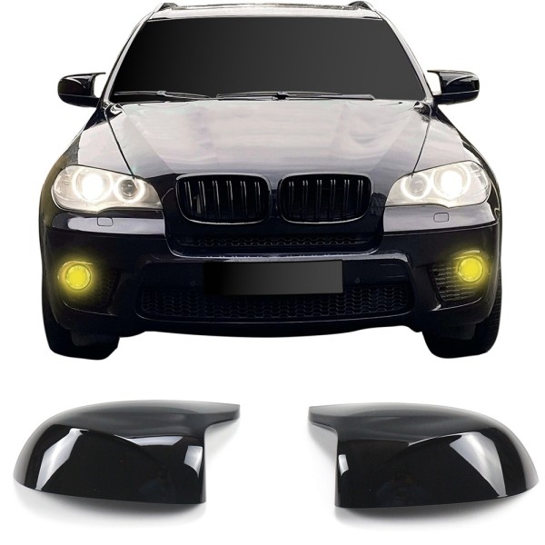 BMW X5 E70 (2006-2013) - Športové kryty zrkadiel M-Style čierne lesklé