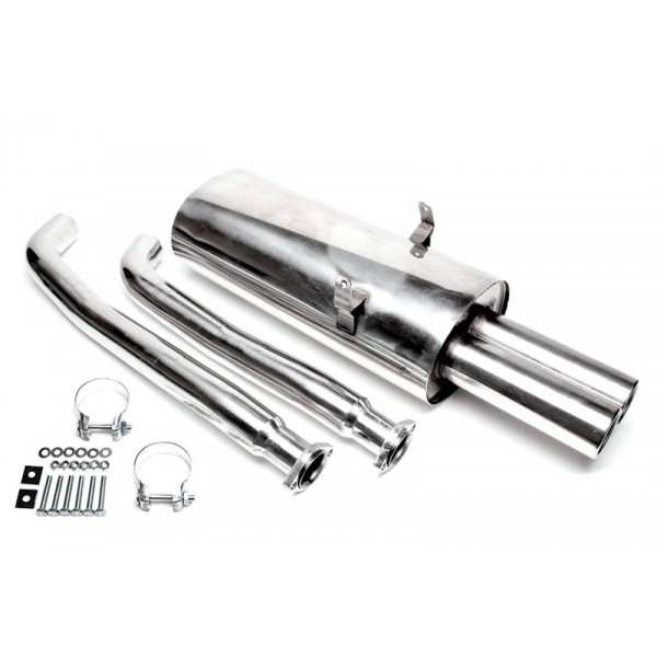 TA Technix športové nerezový catback výfuk - BMW 3 E36 325i / 328i okrem Compact, 2x 76 mm rovná nerezová koncovka s obrubou