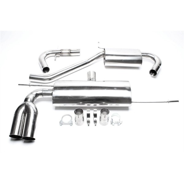 TA Technix športový nerezový catback výfuk - VW Golf V htb (1K, 04-08) okrem 4Motion, 2x 76 mm rovná nerezová koncovka bez pertlu