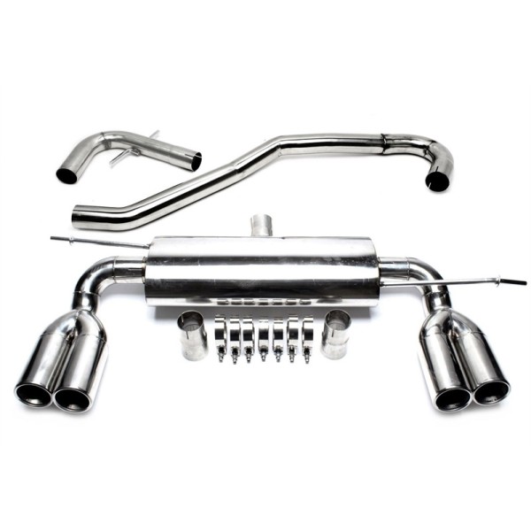 TA Technix športový nerezový duplex výfuk - VW Golf V htb (1K, 04-08) okrem 4Motion, 2x 76 mm rovná nerezová koncovka s perlom pre obe strany