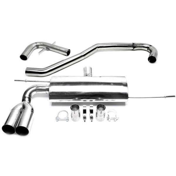 TA Technix závodný nerezový catback výfuk - VW Golf V htb (1K, 04-08) okrem 4Motion, 2x 76 mm rovná nerezová koncovka bez pertlu