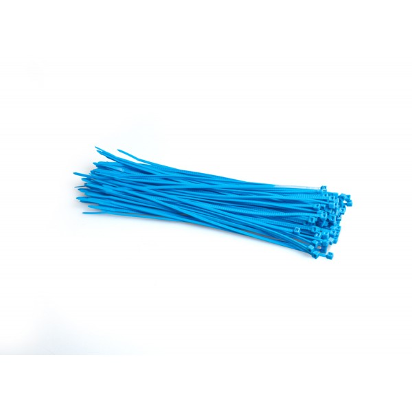 Farebné PVC sťahovacie pásky balenie 100 ks, farba modrá, rozmer 200 x 2,5 mm