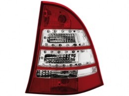 Zadné číre svetlá LED - Mercedes Benz W203 C 00-07 červeno / kryštálové