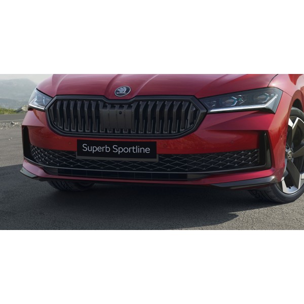 Škoda Superb IV - Rámčeky do predného nárazníka GLOSSY BLACK SPORTLINE sada 3ks