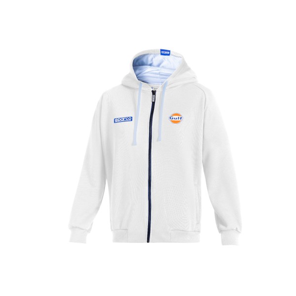 Sparco mikina na zips s kapucňou Gulf, farba: biela