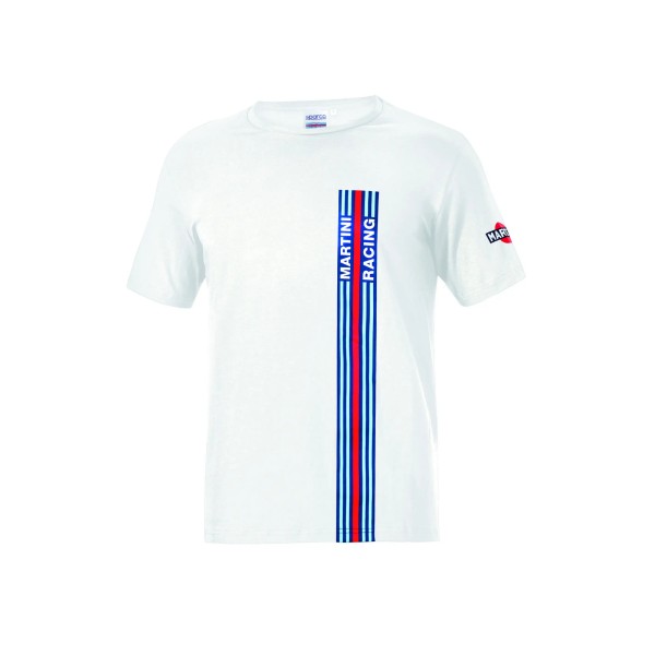 Sparco Tričko s pruhy Martini Racing, farba: biela