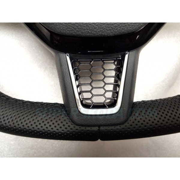 Plaketka volantu RS honeycomb BLACK / CHROME - pre skosený volant