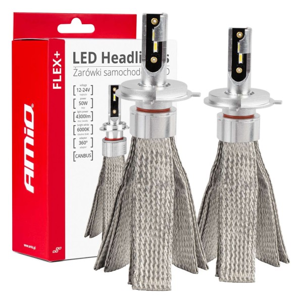 LED žiarovky pre hlavné svietenie FLEX+ H4/H19 6000K 12V 24V Canbus