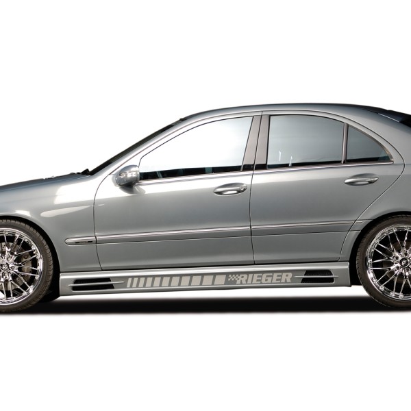 Rieger bočný prah mont. strana pravá pro Mercedes třída C W203 sedan, sportcoupe, t-model, r.v. 05/00-, plast ABS bez povrchovej úpravy, s prolisem, s prolisem a dvěma výřezy