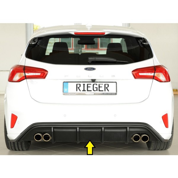 Rieger vložka zadného nárazníka pre Ford Focus 4 DEH, ST 5-dver. (hatchback), plast ABS bez povrchovej úpravy, pre dvojité koncovky na oboch stranách 4x80 mm