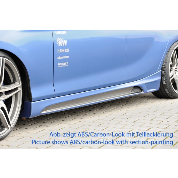Rieger bočný prah mont. strana ľavá pro BMW rad 1 F20 sedan / 4-dver. vr. faceliftu, r.v. 05/2015-, 09/11-03/2015, plast ABS bez povrchovej úpravy, s prelisom a výrezom
