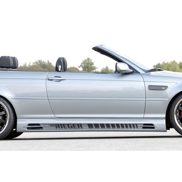 Rieger bočný prah (185mm) mont. strana pravá pro BMW rad 3 E46, E46 M3 compact, kabriolet, kupé, sedan vr. faceliftu, r.v. 02/02-, 02/98-12/01, 06/00-, plast ABS bez povrchovej úpravy, s prolisem, s prolisem a dvěma výřezy