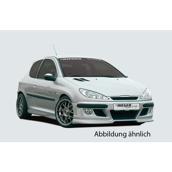 Rieger kompletný predný nárazník pro Peugeot 206 convertible CC, sedan, plast ABS bez povrchovej úpravy, pro vozy s ostrekovačmi svetlometov