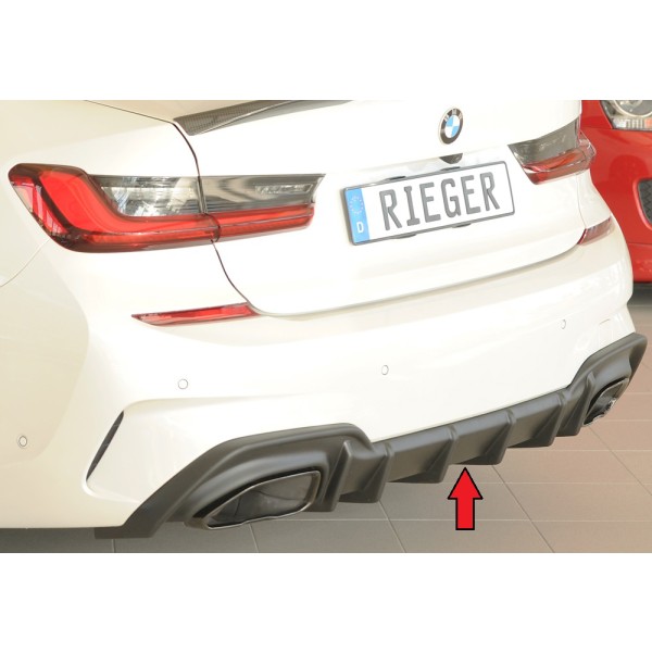 Rieger vložka zadného nárazníka (pre vozidlá s ťažným zariadením) pro BMW rad 3 G21 touring, plast ABS bez povrchovej úpravy, pro orig. koncovky vlevo/vpravo (M340i/M340d)