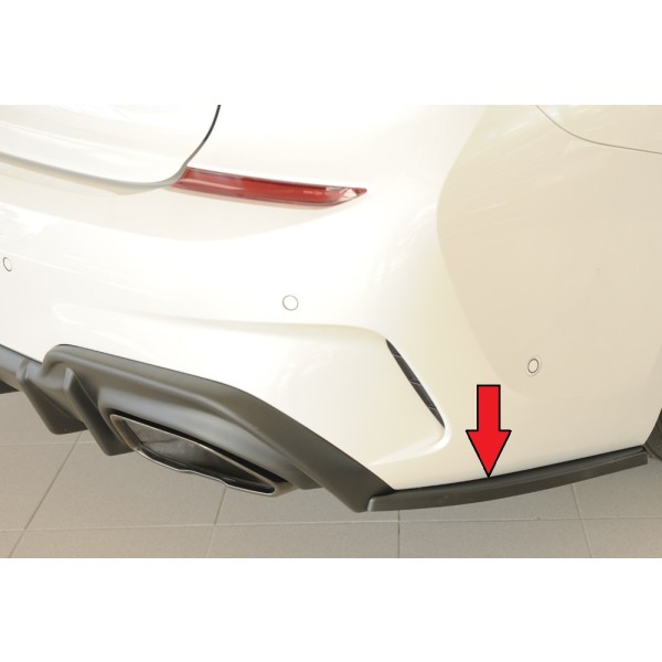 Rieger spoiler pod zadný nárazník na pravé straně pro BMW rad 3 G21 touring r.v. 03/19-06/22, plast ABS bez povrchovej úpravy