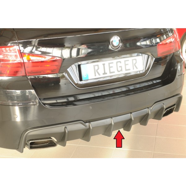 Rieger vložka zadného nárazníka (pre vozidlá s ťažným zariadením) pro BMW rad 5 F11 touring, plast ABS bez povrchovej úpravy, pre orig. koncovky výfuku vľavo/vpravo