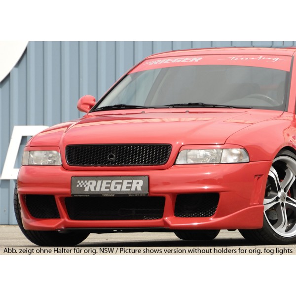 Rieger kompletný predný nárazník RS4-Look pro Audi A4 B5 avant, sedan, plast ABS bez povrchovej úpravy, s držiakmi originálnych hmlových svetiel, mimo S4