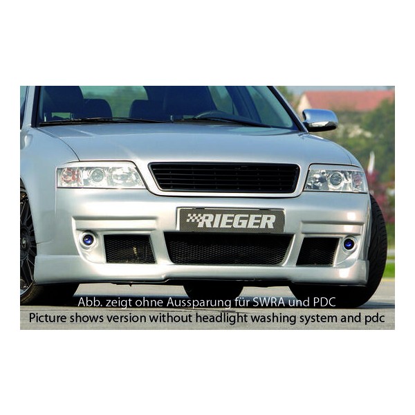 Rieger kompletný predný nárazník S6-Look pro Audi A6 4B avant, sedan pred faceliftom, plast ABS bez povrchovej úpravy, pre vozidlá s parkovacím asistentom (PDC)