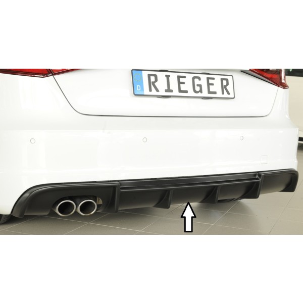 Rieger vložka zadného nárazníka pre Audi A3 8V 3-dver. (hatchback 8V1), 5-dver. (sportback 8VA) pred faceliftom, plast ABS bez povrchovej úpravy, S-Line, pre dvojitú koncovku vlevo
