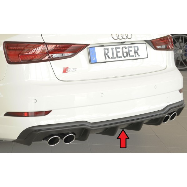Rieger vložka zadného nárazníka pre Audi A3 S3 8V 3-dver. (convertible 8V7), 5-dver. (sedan 8VS) po faceliftu, plast ABS bez povrchovej úpravy, pro orig. dvojité koncovky na obou stranách 4x90x72 mm