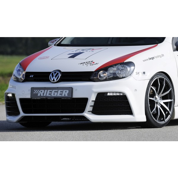 Rieger kompletný predný nárazník pro Volkswagen Golf 6 vr. GTD, GTI 3-dver., 5-dver., kabriolet, plast ABS bez povrchovej úpravy, pro vozy s PDC, s parkovacím asistentom, bez ostřikovačů světlometů