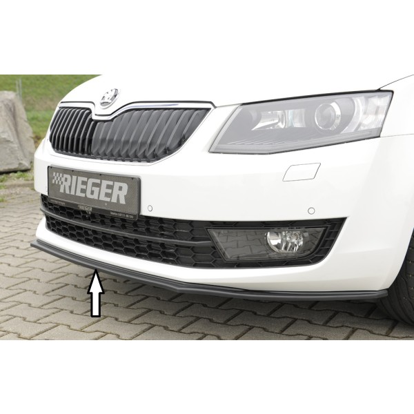 Rieger lipa pod predný nárazník pro Škoda Octavia 5E combi, sedan pred faceliftom, 02/13-01/17, plast ABS lakovaný do čiernej lesklej farby, ABS plast: bez povrchové úpravy