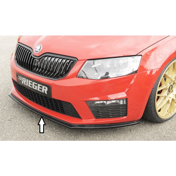 Rieger lipa pod predný nárazník pro Škoda Octavia RS 5E combi, sedan pred faceliftom, 06/13-01/17, plast ABS lakovaný do čiernej lesklej farby