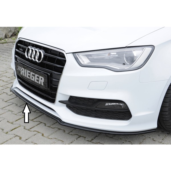 Rieger lipa pod predný nárazník pro Audi A3 8V 3-dver. (convertible 8V7), 5-dver. (sedan 8VS) pred faceliftom, 07/12-08/16, plast ABS lakovaný do čiernej lesklej farby