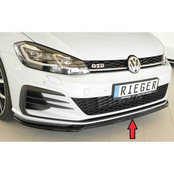 Rieger lipa pod predný nárazník iba pre GTI / GTD / GTE pro Volkswagen Golf 7 GTD, GTE, GTI 3-dver., 5-dver. po faceliftu, 02/17-, plast ABS lakovaný do čiernej lesklej farby