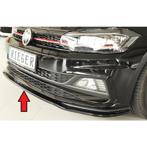 Rieger lipa pod predný nárazník pro Volkswagen Polo AW 5-dver., 06/17-, plast ABS lakovaný do čiernej lesklej farby