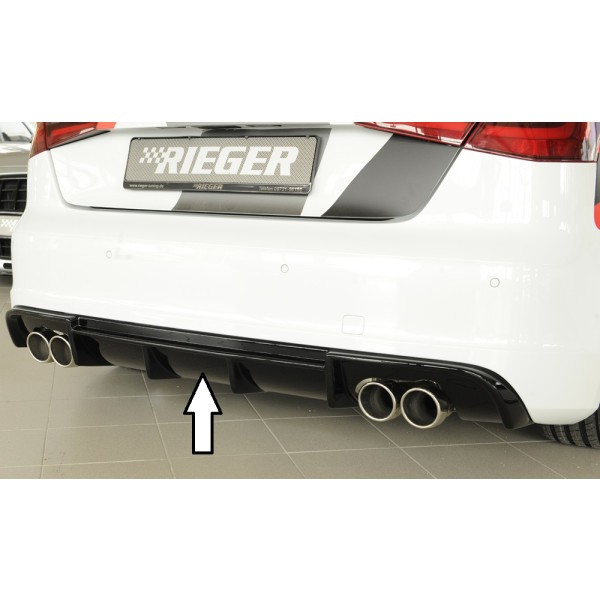 Rieger vložka zadného nárazníka (Typ: 88142) pro Audi A3 S3 8V 3-dver. (hatchback 8V1), 5-dver. (sportback 8VA) pred faceliftom, plast ABS lakovaný do čiernej lesklej farby