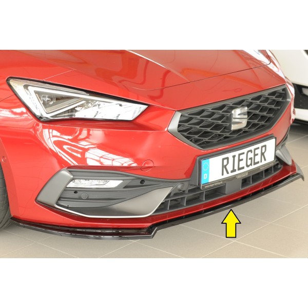 Rieger lipa pod predný nárazník pro Seat Leon KL 5-dver., 04/20-, plast ABS lakovaný do čiernej lesklej farby
