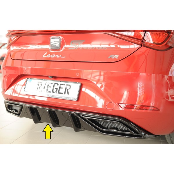 Rieger vložka zadného nárazníka pre orig. koncový tlumič výfuku pro Seat Leon KL 5-dver., 04/20-, plast ABS lakovaný do čiernej lesklej farby, mont. strana