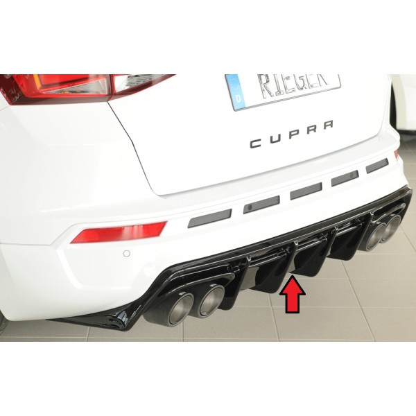 Rieger vložka zadného nárazníka pre Seat Ateca Cupra 5FP, plast ABS lakovaný do čiernej lesklej farby