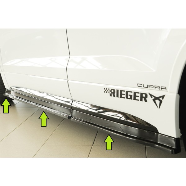 Rieger spoiler pod bočný prah (3 dílný) mont. strana ľavá pro Seat Ateca FR 5FP, 08/20-, plast ABS lakovaný do čiernej lesklej farby