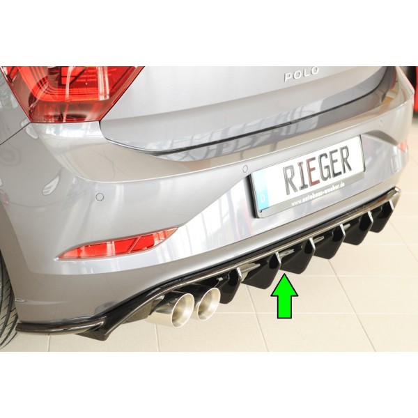 Rieger vložka zadného nárazníka pre Volkswagen Polo AW 5-dver., plast ABS lakovaný do čiernej lesklej farby, GTI, r.v. 06/2021-