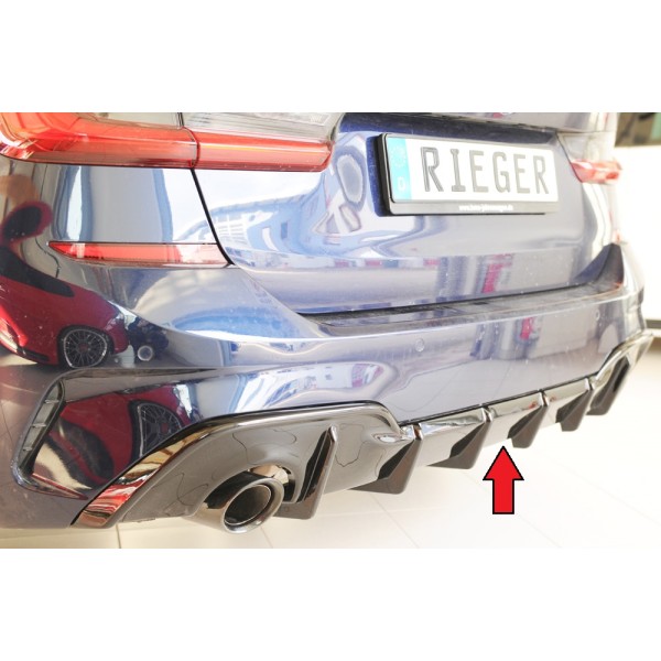 Rieger vložka zadného nárazníka pre BMW rad 3 G21 touring, plast ABS lakovaný do čiernej lesklej farby