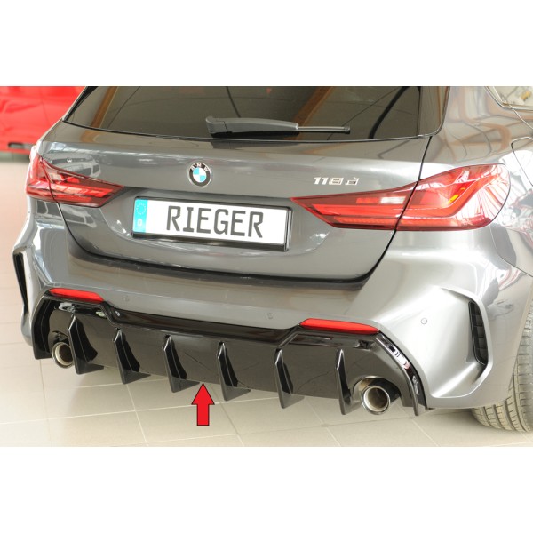 Rieger vložka zadného nárazníka pre BMW rad 1 F40 hatchback / 4-dr., plast ABS lakovaný do čiernej lesklej farby