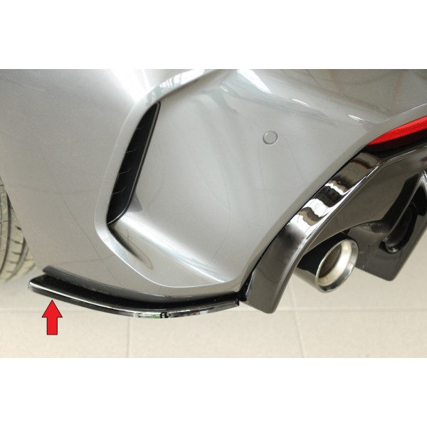 Rieger spoiler pod zadný nárazník na levé straně pro BMW rad 1 F40 hatchback / 4-dr. r.v. 07/19-, plast ABS lakovaný do čiernej lesklej farby