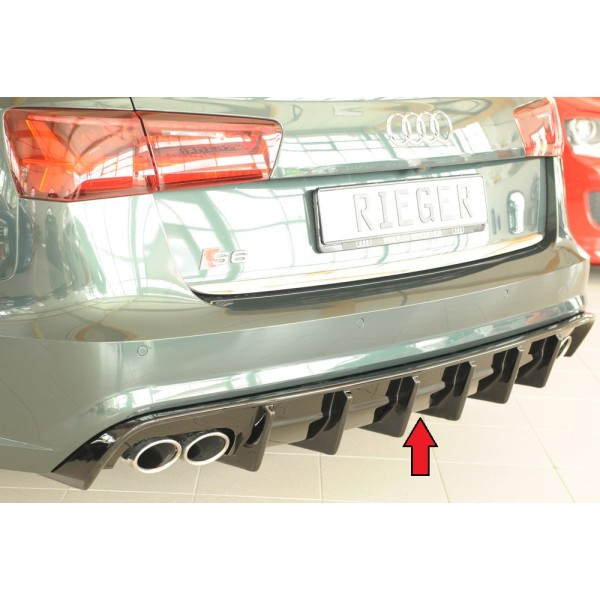 Rieger vložka zadného nárazníka pre Audi A6 S6 4G, C7 sedan, plast ABS lakovaný do čiernej lesklej farby