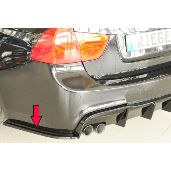 Rieger spoiler pod zadný nárazník na levé straně pro BMW rad 3 E91 touring r.v. 09/08-, plast ABS lakovaný do čiernej lesklej farby