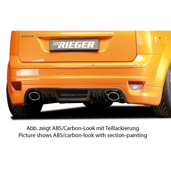 Rieger spojler pod zadný nárazník pre Ford Focus 2 3-dver., 5-dver. pred faceliftom r.v. 07/04-01/08, plast ABS s povrchovou úpravou Carbon-Look, pro vozy s koncovkami na obou stranách