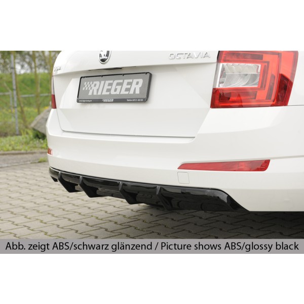 Rieger vložka zadného nárazníka pre Škoda Octavia 5E combi, sedan vr. faceliftu, plast ABS s povrchovou úpravou Carbon-Look, ABS plast: Carbon-Look, pre vozidlá: s parkovacím asistentom PDC