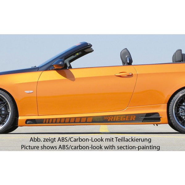 Rieger bočný prah mont. strana pravá pro BMW rad 3 E92, E93 kabriolet, kupé vr. faceliftu, r.v. 03/07-02/10, 03/10-, 09/06-02/10, plast ABS s povrchovou úpravou Carbon-Look, s prolisem, s prolisem a dvěma výřezy