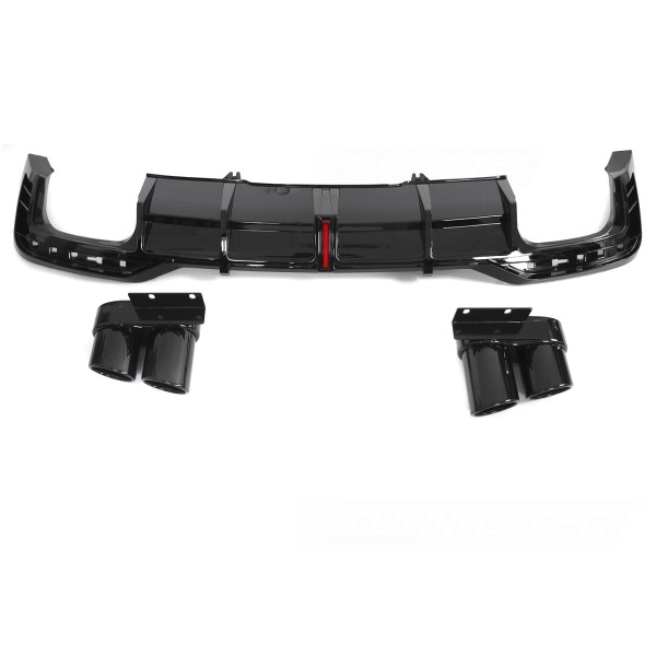 Audi A5 F5 2019-2023 - difúzor zadného nárazníka s LED brzdovým svetlom čierny lesklý