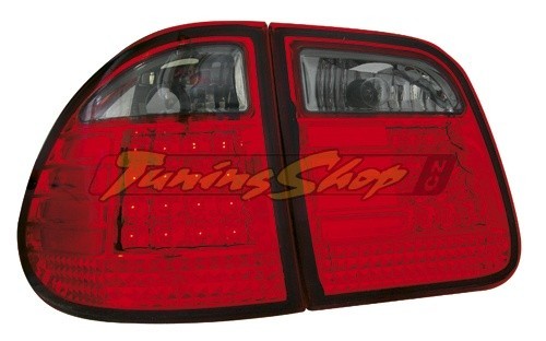 Zadné číre lampy Mercedes Benz W210 T-Modell - red / black LED