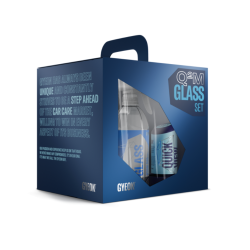 Súprava autokozmetiky na čistenie okien s tekutými stieračmi Gyeon Q2M Glass Set - Bundle Box + Q2M WetCoat (80 ml)