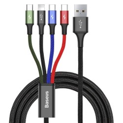 USB kábel Baseus Fast 4v1 Lightning / micro 3,5 A 1,2 m čierny
