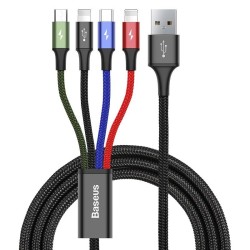 Baseus USB Kábel 4v1 čierny, 1xUSB-C, 2x Lightning, 1xmicro 3,5 A 1.2m